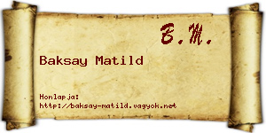 Baksay Matild névjegykártya
